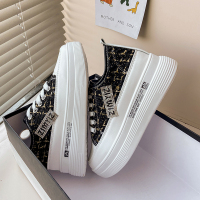 些久女鞋2022春秋新款内增高小白鞋松糕厚底板鞋百搭休闲帆布鞋