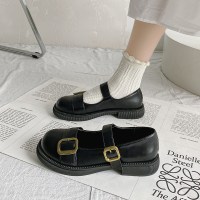 娜瑟薇低帮小皮鞋女英伦风秋季薄款新款乐福鞋一脚蹬平底春秋松糕jk单鞋