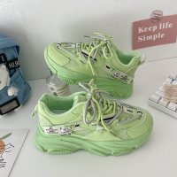 娜瑟薇黑色厚底老爹鞋女欧洲站2021年秋季新款网红休闲运动鞋显脚小