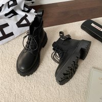 娜瑟薇马丁靴女秋季薄款2021年秋季新款厚底透气机车短靴复古英伦风单靴