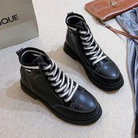 娜瑟薇高帮靴短靴女鞋2021年新款女鞋百搭平底韩版英伦风马丁靴春秋女靴