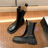 娜瑟薇mona同款马丁靴女英伦风厚底2020年夏季薄款中筒切尔西烟管短靴子