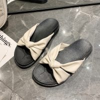 韩版蝴蝶结一字拖鞋女外穿2021年夏季新款百搭平底海边沙滩凉拖鞋