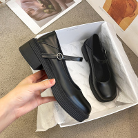 单鞋女夏中跟2021新款复古玛丽珍鞋淑女法式粗跟小皮鞋日系女jk鞋