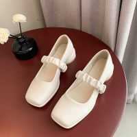 单鞋女夏低跟2021年新款浅口复古方头玛丽珍鞋淑女晚晚风温柔鞋子