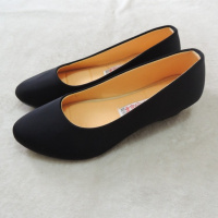 老北京布鞋女鞋单鞋软底浅口坡跟黑色工作鞋酒店高中高跟厚底