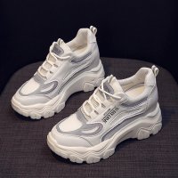 娜瑟薇内增高8cm女鞋小白鞋2021年新款百搭韩版网面运动鞋透气老爹鞋女