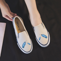 娜瑟薇软底手绘帆布鞋女2021秋季新款一脚蹬懒人鞋ins潮休闲老北京布鞋