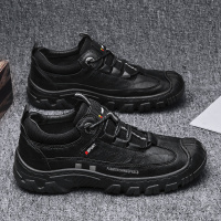 娜瑟薇2021年新款男鞋秋季百搭运动鞋休闲潮流男士黑色防滑防水皮鞋潮鞋