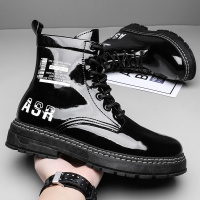 娜瑟薇高帮马丁靴男鞋黑色潮流英伦休闲皮靴子男士秋季防水增高春秋潮鞋