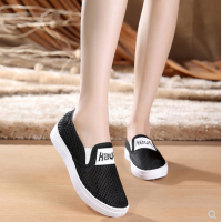 娜瑟薇女士透气网鞋圆头平底休闲小白鞋纯色学生平跟女鞋网纱布鞋