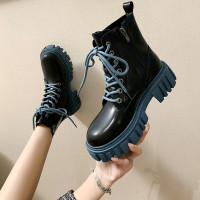 娜瑟薇马丁靴女潮ins酷2021年新款女春秋冬季加绒英伦风小个子厚底短靴