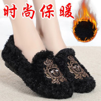 娜瑟薇老北京布鞋网红豆豆鞋女加绒平底女鞋2021秋冬季外穿毛毛鞋