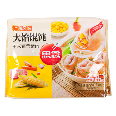 思念上海大馅馄饨玉米蔬菜500g