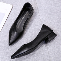 枫述她尖头浅口单鞋女2021春季新款平底女鞋百搭职业工作皮鞋