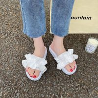 枫述仙女风凉拖鞋女外穿2021夏新款韩版百搭一字拖厚底度假花朵沙滩鞋