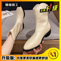 枫述靴子女夏2021年新款马丁靴粗跟薄款中筒西部牛仔靴款尖头短靴女