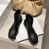 枫述韩版潮牌短靴女2021年新款春秋季单靴女平底瘦瘦靴软皮短筒靴子潮