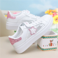 女童网鞋夏中大童软底儿童网面透气魔术贴小白鞋小学生公主运动鞋