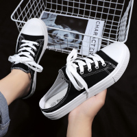 2021夏季新款帆布鞋男透气韩版潮流百搭拖鞋休闲一脚蹬懒人半托鞋