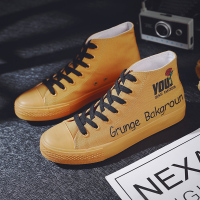 2021秋季新款高帮帆布鞋男韩版潮流透气休闲百搭青春帅气