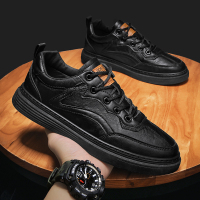 2021秋季新款男鞋运动休闲工作板鞋厨房防水防滑皮鞋黑色劳保潮鞋