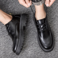 新款皮鞋男韩版潮流百搭帅气鞋子男系带休闲青少年英伦黑色小皮鞋