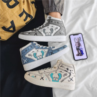 芝麻街动漫男鞋网红高帮鞋秋季新款百搭潮流青少年运动休闲板鞋