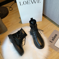 枫述马丁靴女2021年夏季新款英伦风ins潮瘦瘦靴增高黑色薄款短靴子酷