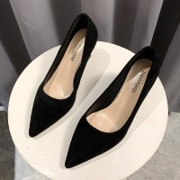 枫述猫跟单鞋女2021新款尖头黑色职业工作小清新高跟鞋女细跟红色婚鞋