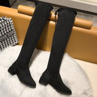 枫述网红过膝长靴女粗跟2021秋冬新款百搭高筒显瘦腿绒面弹力中跟靴子