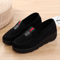 枫述女鞋春秋季新款老北京布鞋女厚底松糕妈妈鞋工作女单鞋软底豆豆鞋