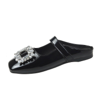 枫述穆勒鞋女2022年春季新款韩版魔术贴外穿百搭一脚蹬水钻方扣拖鞋女