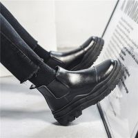 枫述切尔西靴男高帮皮鞋秋冬季烟筒中帮皮靴子松糕厚底工装男鞋马丁靴