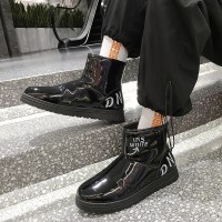 枫述加绒雪地靴男皮毛一体防寒男士东北高帮靴子男冬季黑色亮面靴
