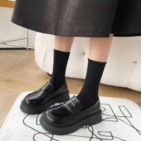 枫述英伦小皮鞋女2022春季新款厚底增高大头日系复古一脚蹬乐福单鞋