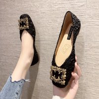 枫述仙女鞋温柔单鞋女2022年春季新款百搭平底软底方头一脚蹬懒人鞋子