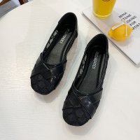 苏芈单鞋女2021年新款懒人一脚蹬单鞋女学生夏季透气网纱平底豆豆鞋子