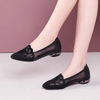 苏芈网面女鞋2021新款妞夏季镂空单鞋水钻包头网纱妈妈鞋