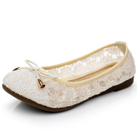 苏芈夏季老北京布鞋平底女鞋豆豆鞋镂空蕾丝女网鞋蝴蝶结透气网面单鞋