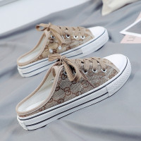 苏芈2021年夏季新款薄款帆布鞋无后跟半拖鞋女鞋百搭休闲一脚蹬懒人鞋