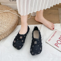 苏芈小香风一脚蹬懒人渔夫鞋女夏季2021新款凉鞋老北京布鞋女网面单鞋