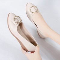 苏芈熙美宣2021秋季新款平底低跟坡跟圆头女单鞋百搭女鞋子通勤工作鞋护士鞋