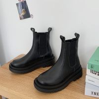 苏芈熙美宣烟筒靴女2021秋季新款网红厚底松糕黑色瘦瘦靴ins潮小短靴女靴子