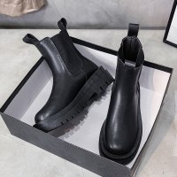 苏芈熙美宣中筒马丁靴女薄款2021秋季新款韩版单靴短靴中筒切尔西厚底烟筒靴