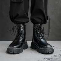 苏芈鞋子男潮鞋ins马丁靴男高帮8孔机车皮靴男鞋春秋季网红百搭潮皮鞋