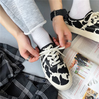 苏芈2021新款夏季男鞋黑色奶牛帆布鞋韩版ulzzang学生百搭chic板鞋子