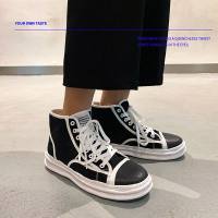 苏芈高帮帆布鞋男夏季透气休闲板鞋黑色日系复古溶解鞋子男2021年新款