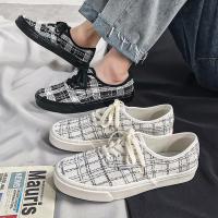 苏芈帆布鞋男低帮板鞋学生港风男鞋韩版潮流百搭布鞋夏季透气黑白潮鞋