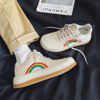 苏芈彩虹鞋男女鞋百搭2021新款春季厚底ins学院风潮鞋情侣帆布鞋增高